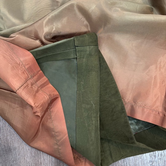 VTG No Label or Tags Olive Green Suede Leather Pencil Skirt - Picture 8 of 12